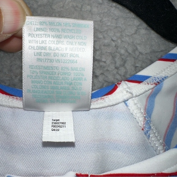 Kona Sol Women's Swim White Blue Large Rash Guard One Piece Stretch Swimsuit - Picture 7 of 10